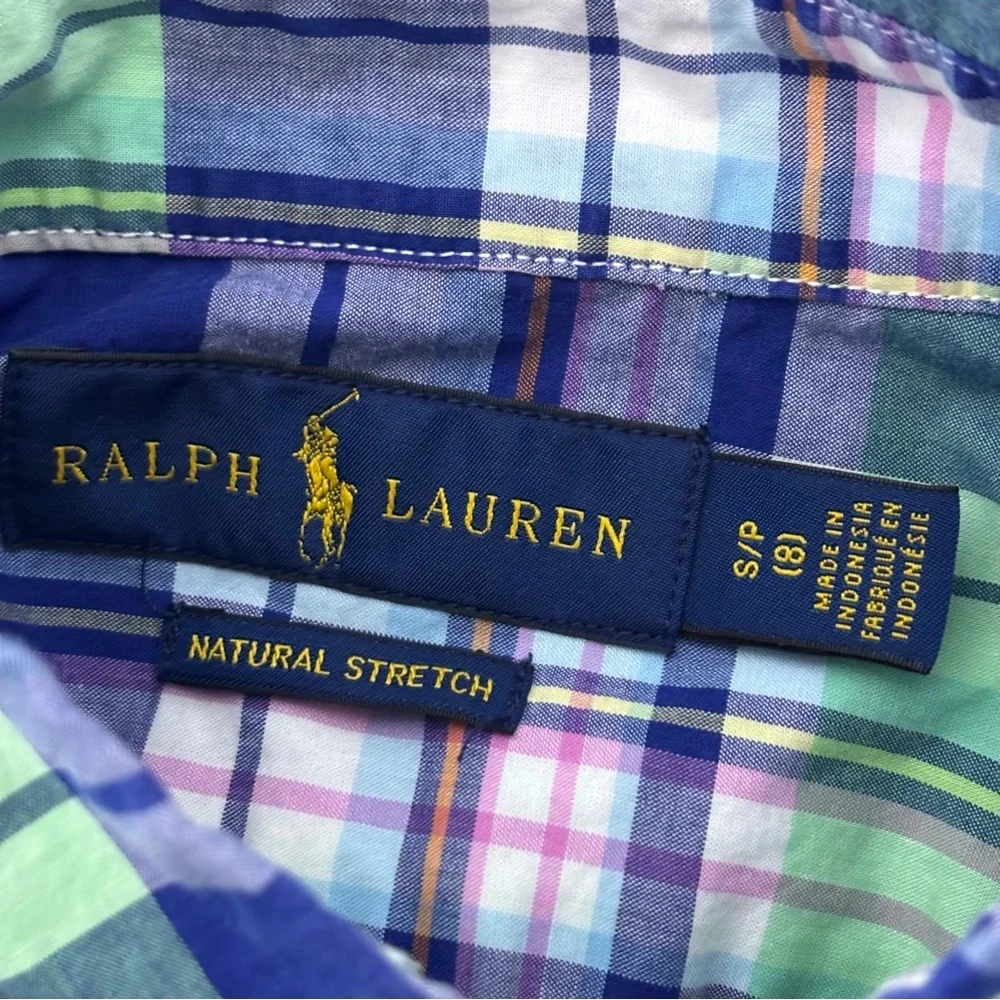 Chaps Ralph Lauren Boys Lot of 2 Size 8 Plaid Button Front Short Sleeve Shirt